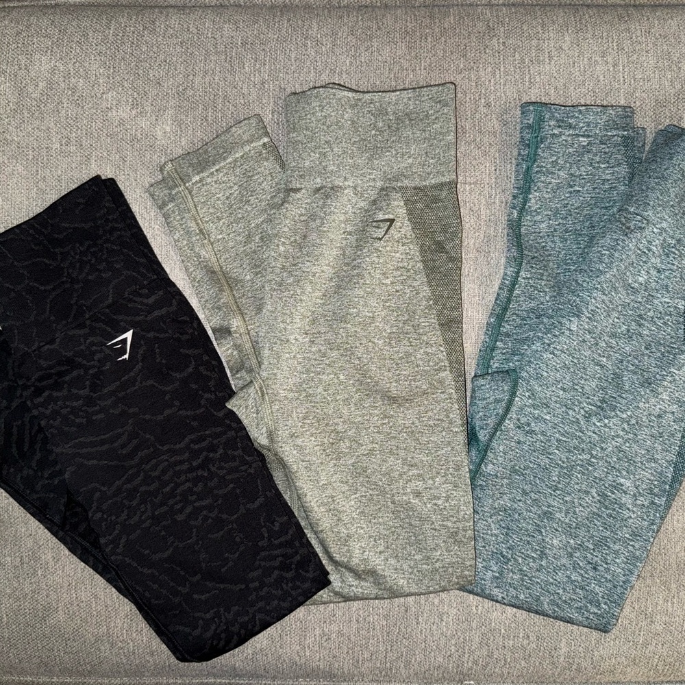 Gymshark Woman’s Leggings Set - Black, Gray, Blue